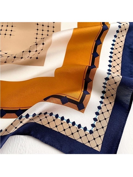 Beige Square Silk Scarf new main image 8